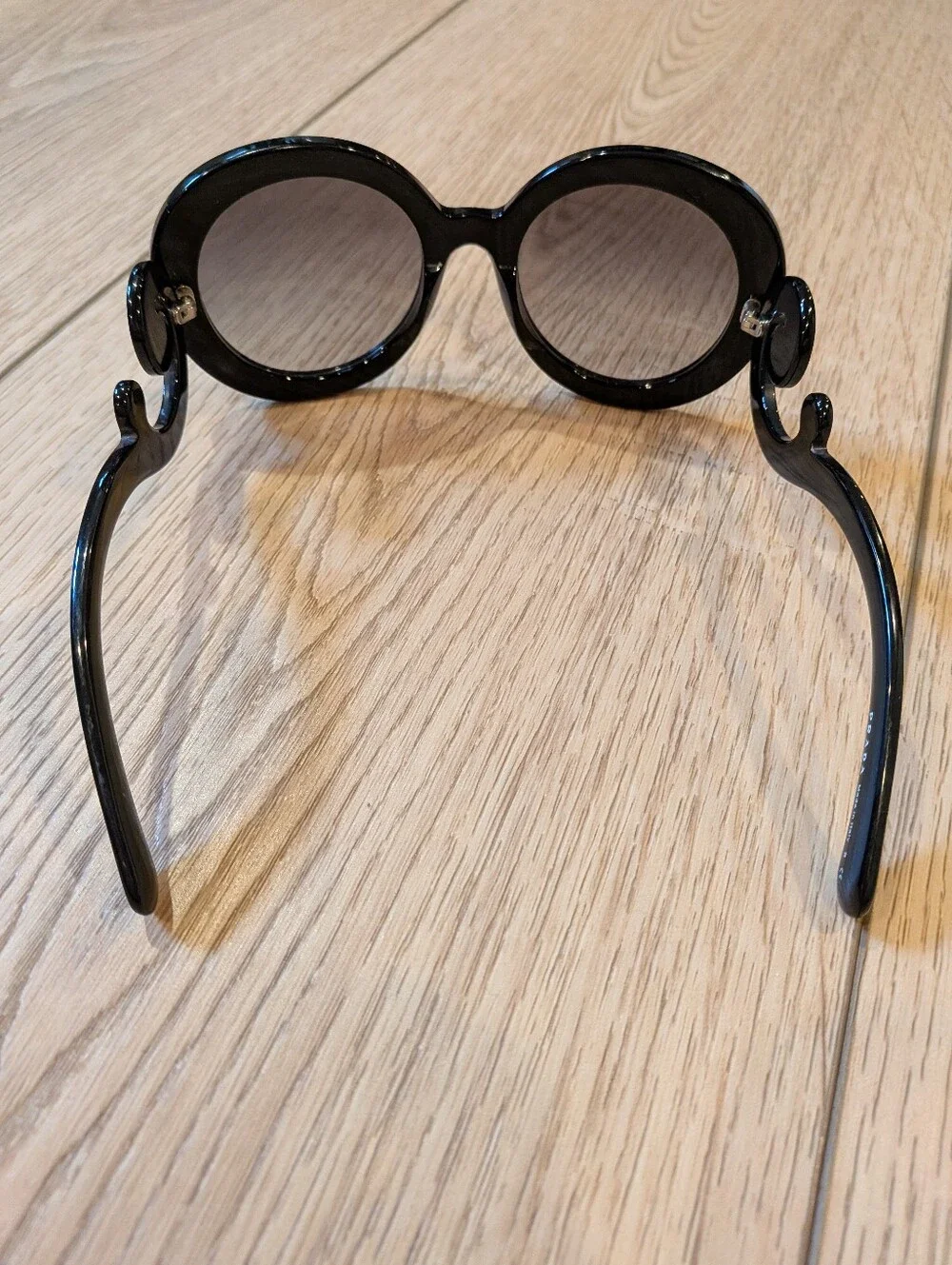 Prada Minimal Baroque Round Black Sunglasses SPR 27N Made in Italy
